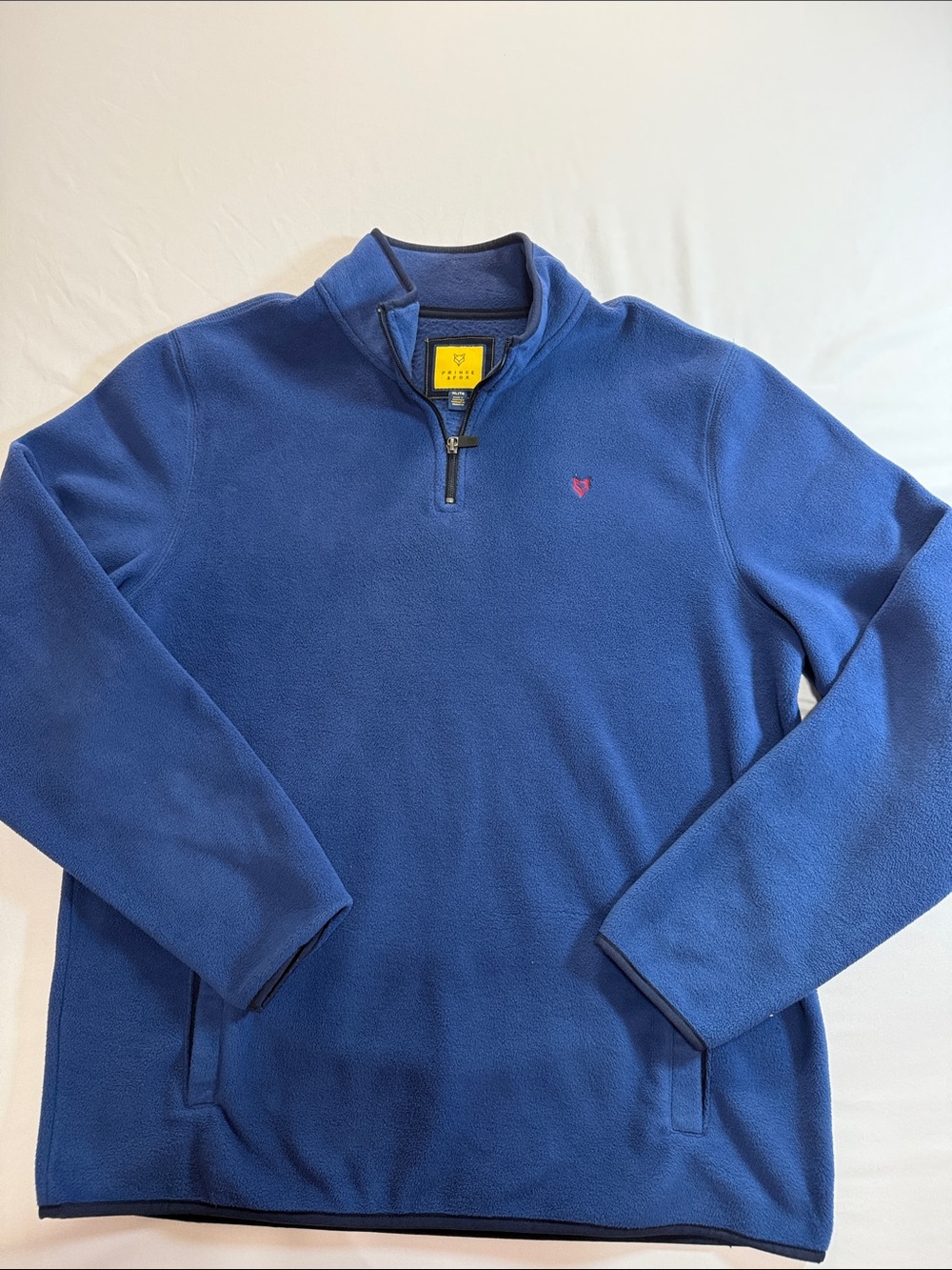 Prince & Fox Royal Blue Quarter-Zip Fleece Pullover with Red Logo Size XL